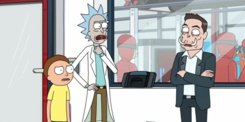 Elon Musk dans Rick et Morty en tant que camées de télévision les plus ringards d