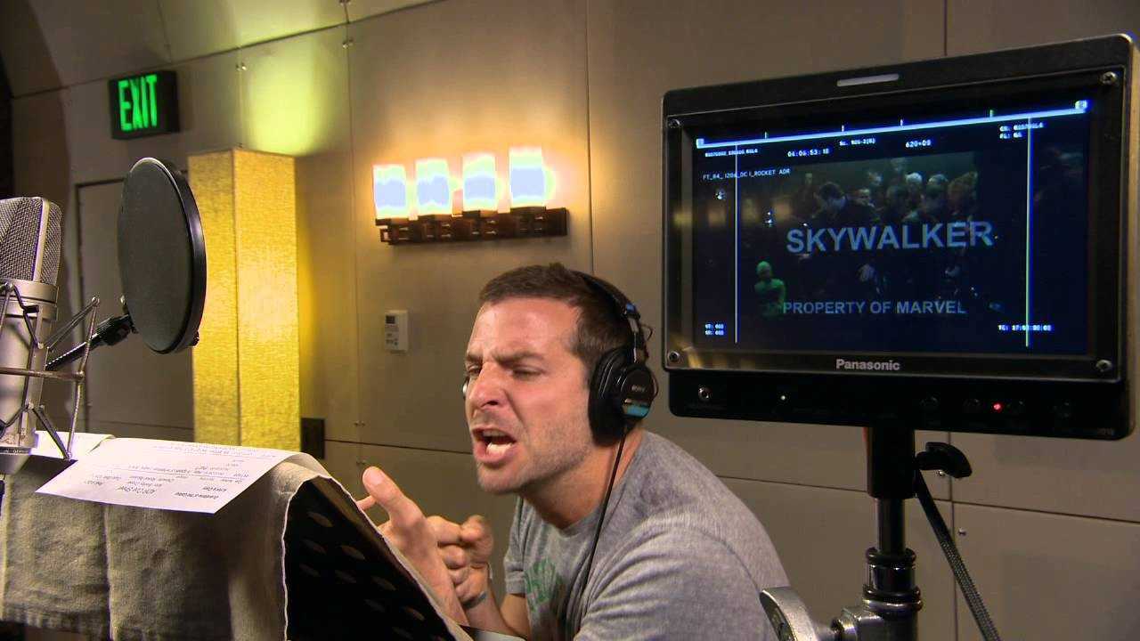 Bradley Cooper vertolkt achter de schermen de stem van Rocket Racoon van Guardians Of The Galaxy