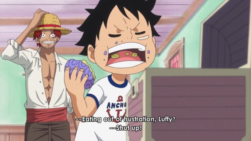  Luffy comiendo la fruta del diablo