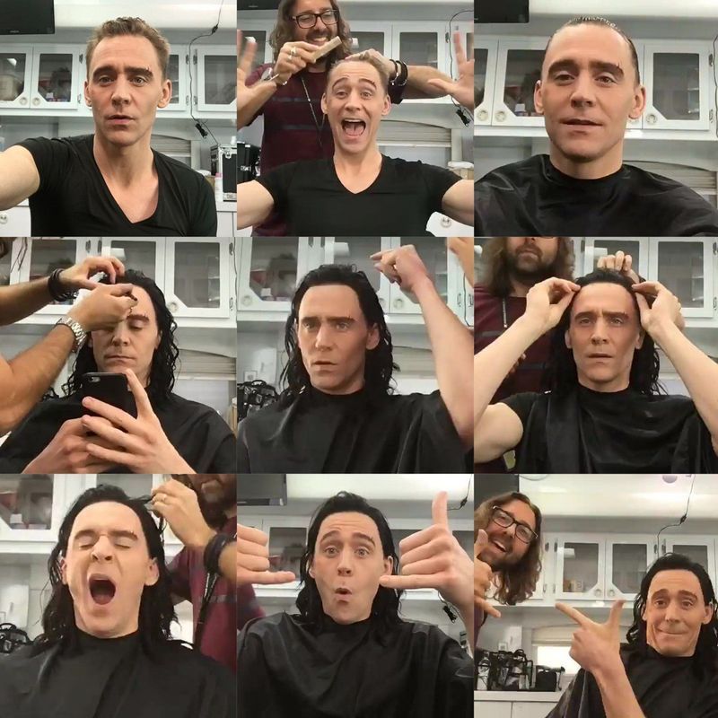 Hinter den Kulissen urkomische Bilder von Tom Hiddleston, der Loki wird.
