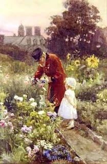 Dedko a vnučka v záhrade - Rose Maynard Barton