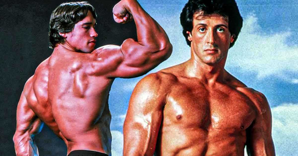 Fans kommer att ha svårt att tro skillnaden i bicepsstorlek mellan Arnold Schwarzenegger och Sylvester Stallone