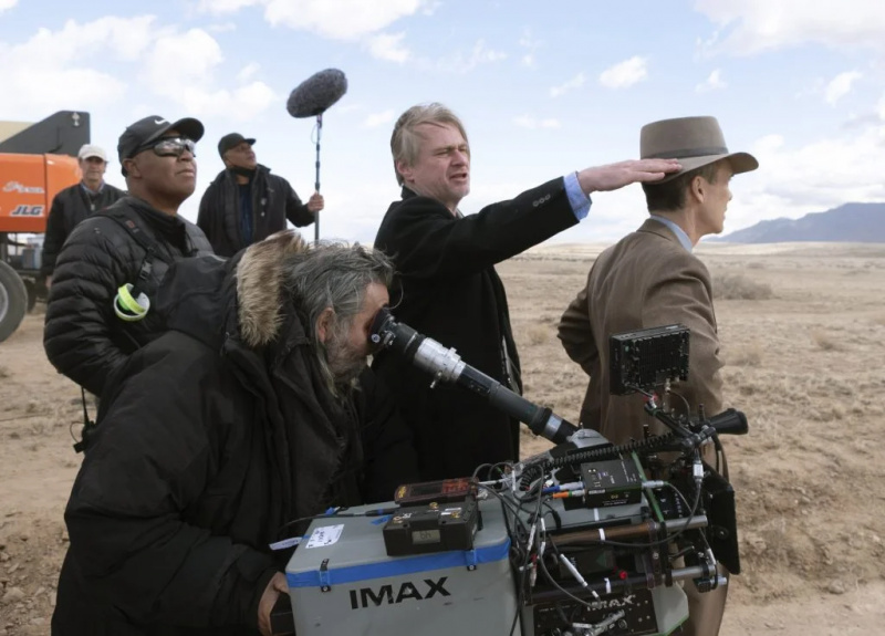   Christopher Nolan és Cillian Murphy az Oppenheimer forgatásain