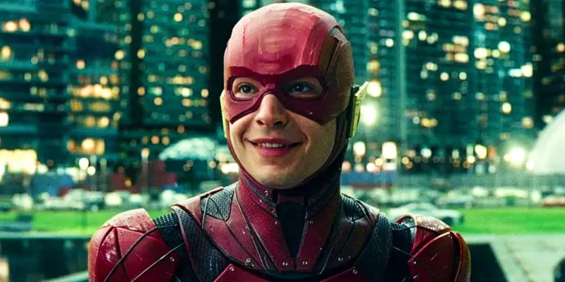   Ezra Miller jako Flash w Lidze Sprawiedliwości (2017).