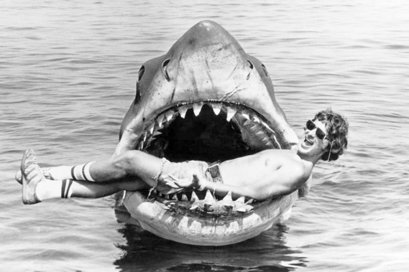   Steven Spielberg op de sets van Jaws