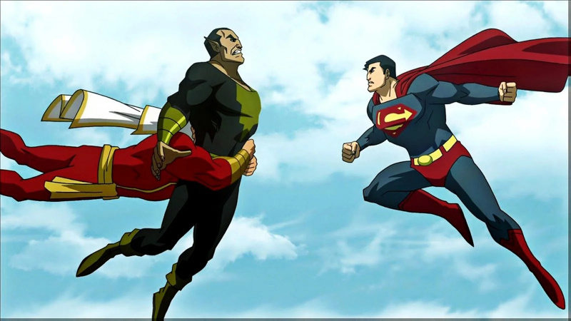   Black Adam tegen Superman en Shazam