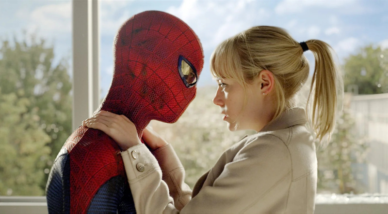  Emma Stone com Andrew Garfield em O Espetacular Homem-Aranha