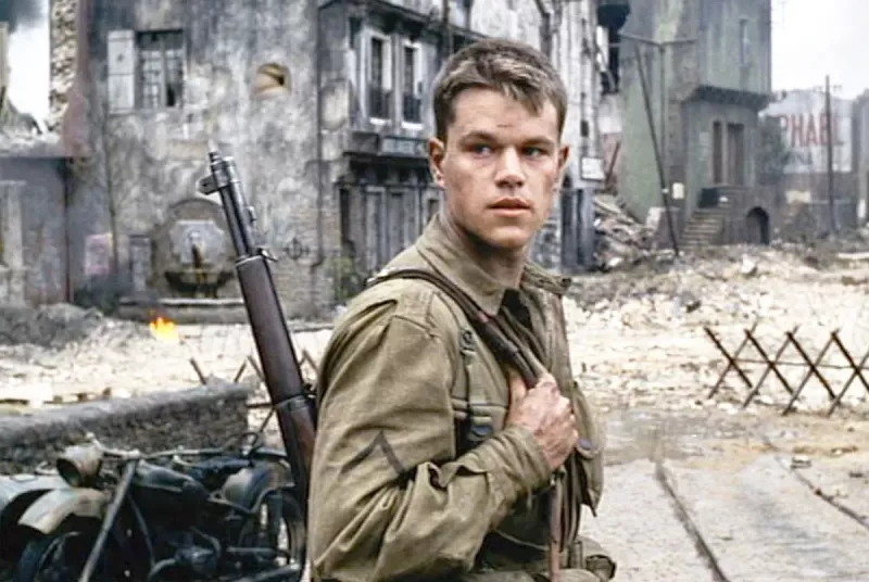   Matt Damon v kadru iz filma Reševanje vojaka Ryana