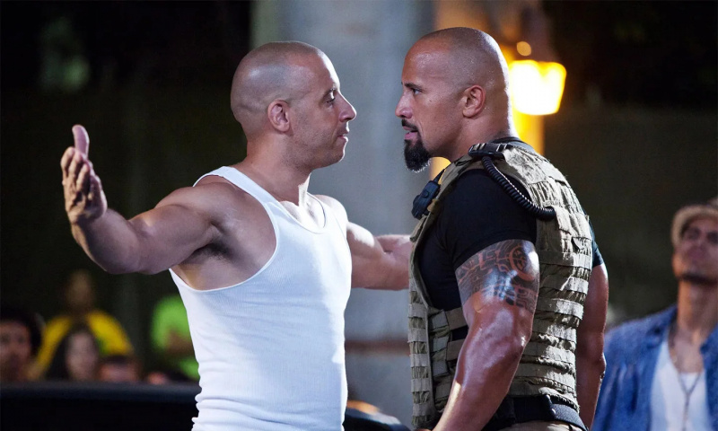   A rivalidade entre Vin Diesel e The Rocks não mostra sinais de esfriamento