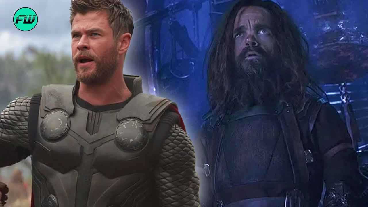 BTS fotografija Avengers: Infinity War otkriva jednu smiješnu tajnu MCU-a o tome kako je snimljen Cameo Petera Dinklagea s Thorom Chrisa Hemswortha