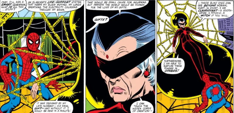   Madame Web und Spider-Man in einem Marvel-Comic