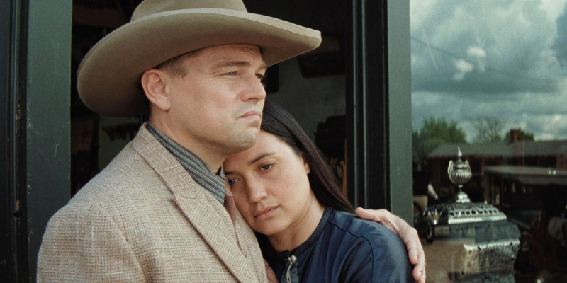   Leonardo DiCaprio in Lily Gladstone v Killers of the Flower Moon
