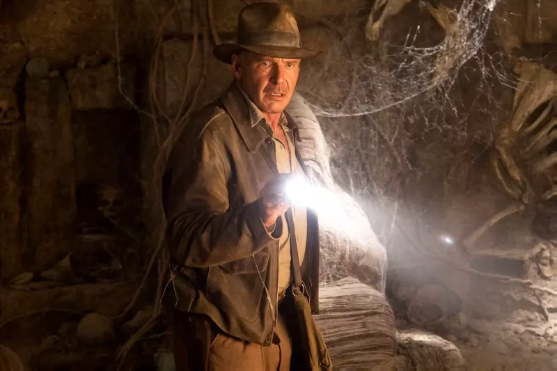   Harrison Ford als Indiana Jones in de Indiana Jones-franchise.