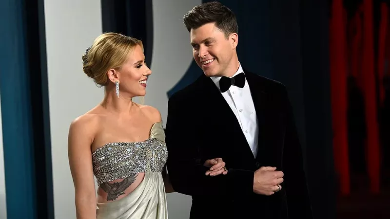   Scarlett Johansson med sin mand