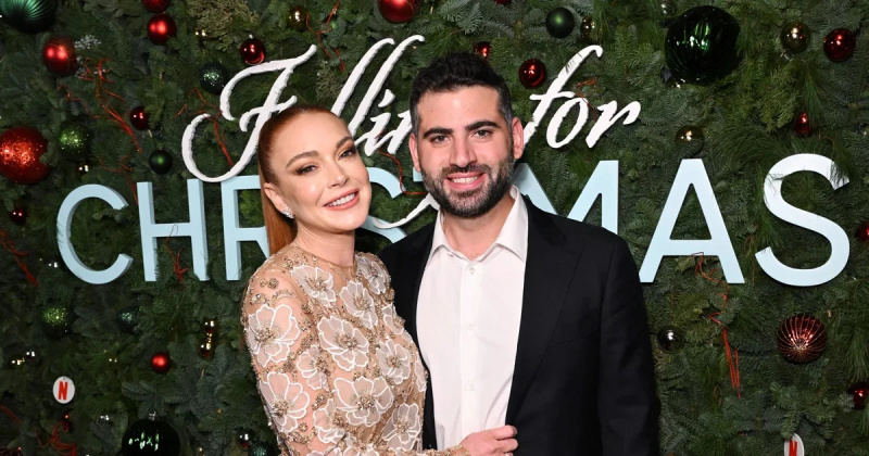   Lindsay Lohan met echtgenoot bij de première van Falling For Christmas