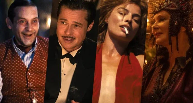   Tobey Maguire, Brad Pitt, Margot Robbie dans Babylone