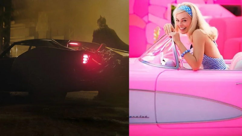   Margot Robbie als Barbie mit Pink Corvette