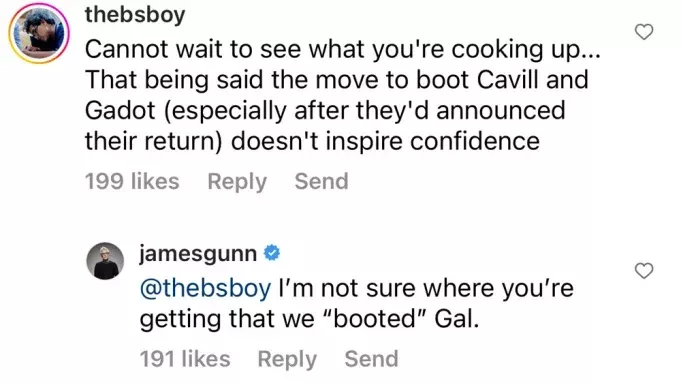   James Gunn vastasi fanille's query