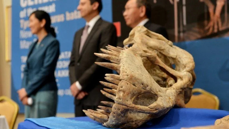   恐竜の頭骨、モンゴル当局に返還