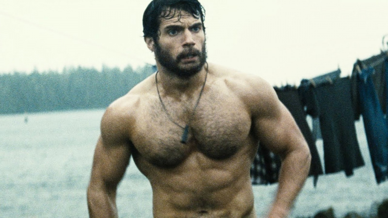   Henri Cavill's physique in Man of Steel