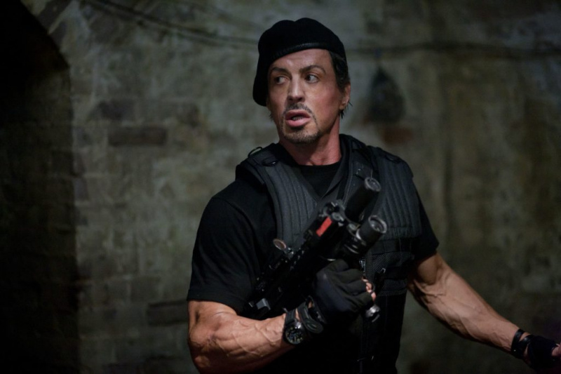   Sylvester Stallone als Barney Ross in een still uit The Expendables-franchise