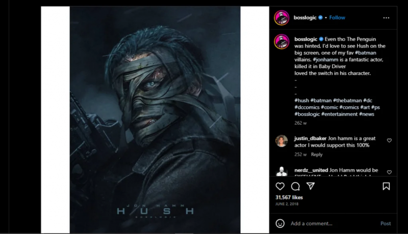   Jon Hamm como Hush en un fan art viral