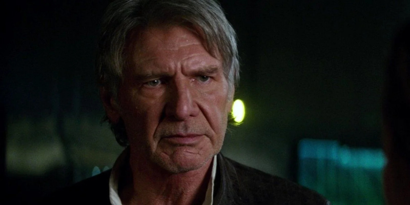   Harrisonas Fordas kaip Hanas Solo filme „Žvaigždžių karai: galia nubunda“.