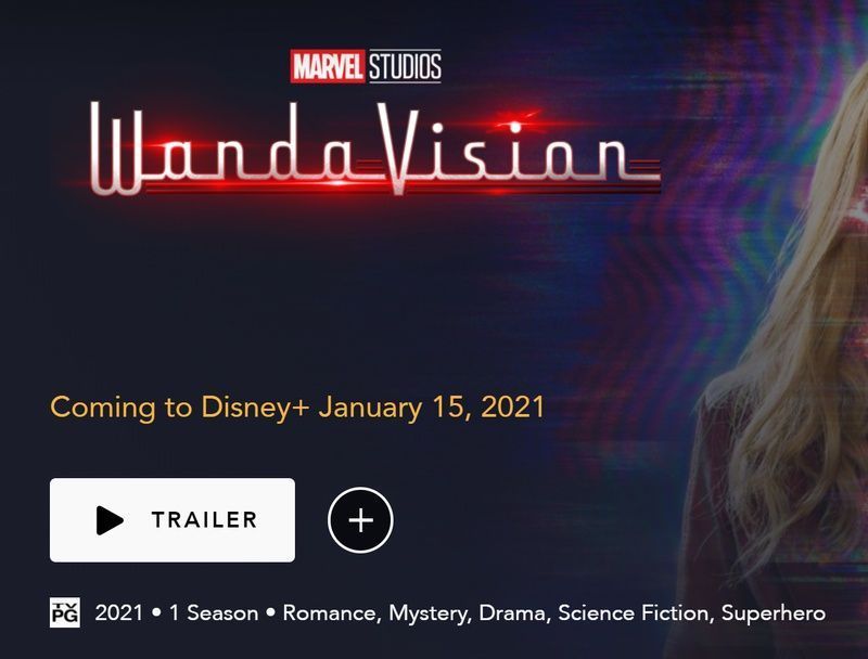 WandaVision Disney+ TV-PG