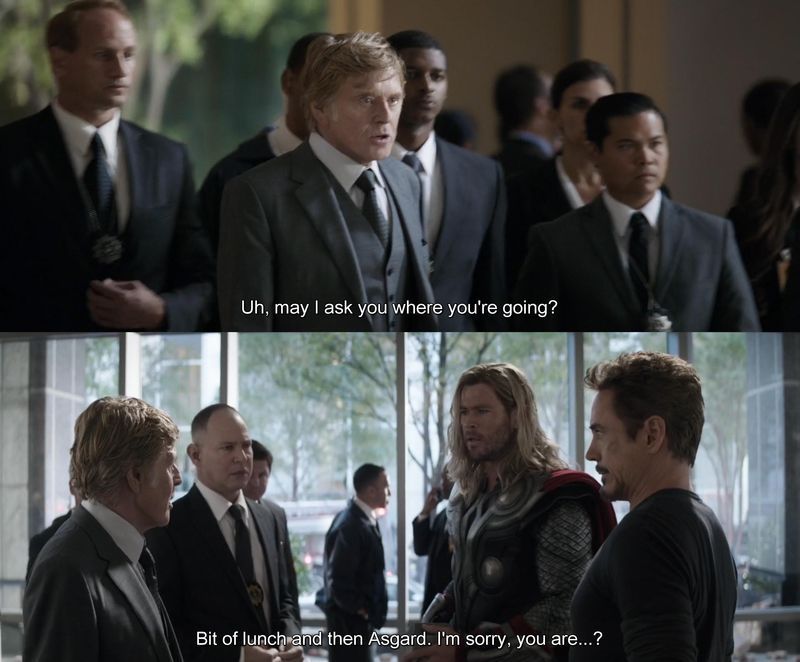 W Avengers: Endgame, 2012 Thor wspomina, że ​​idą na lunch. Ma na myśli scenę po kredycie Avengers, gdzie jedzą shawarmę. : Szczegóły filmu