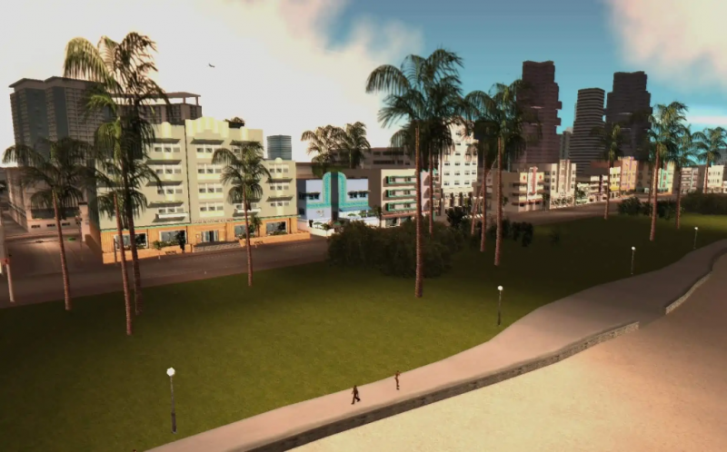   Η Rockstar Games δημοσίευσε μια εικόνα για να κάνει την ανακοίνωση και το επιλεγμένο θέμα έχει δυνατά Vice City vibes.