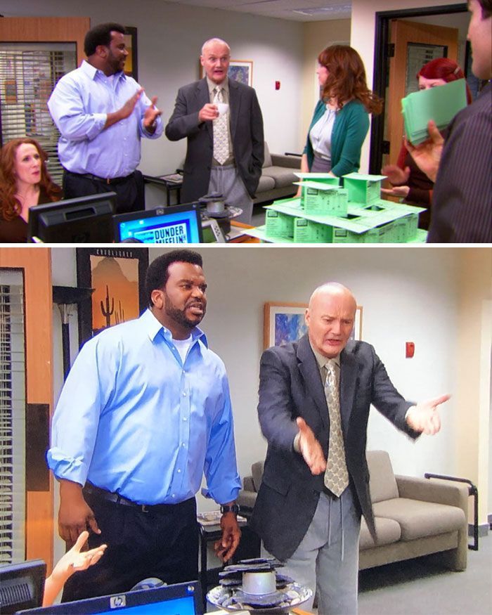 Creed draagt ​​een stropdas, jas en joggingbroek in één aflevering, en niemand lijkt het te merken