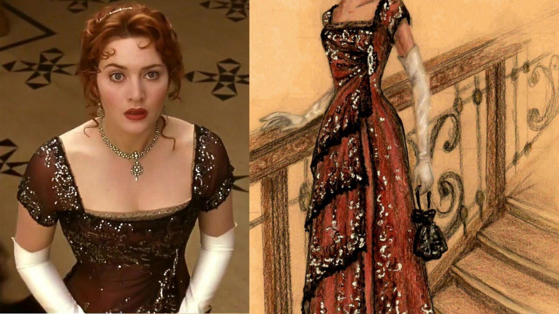   Os figurinos do filme Titanic eram bastante precisos historicamente. No entanto, o vestido de noite de Rose pode ter parecido diferente na história.