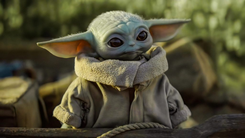   Baby Yoda/Grogu zoals te zien in The Mandalorian.