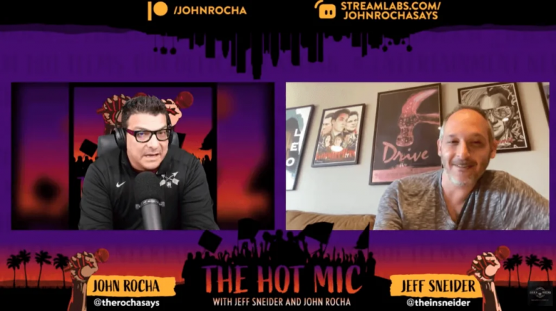   Johnas Rocha ir Jeffas Sneideris „The Hot Mic Podcast“.