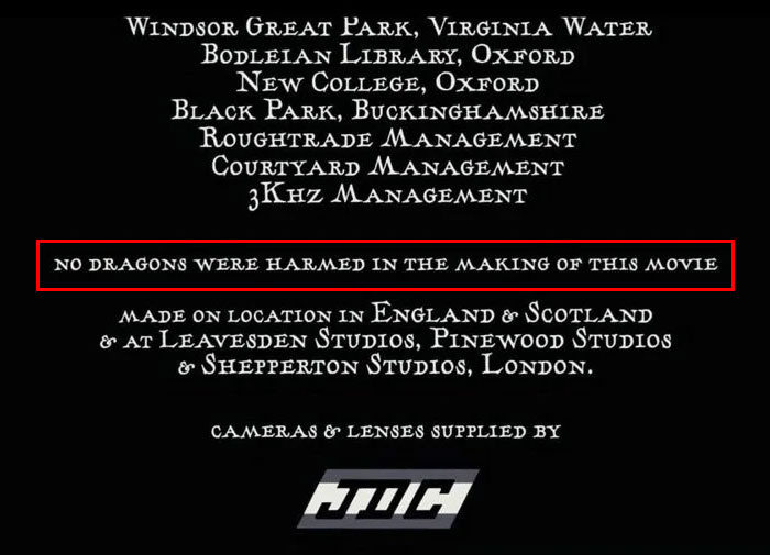   Der Abspann von'Goblet Of Fire' Feature This Magical Disclaimer: 'No Dragons Were Harmed In The Making Of This Movie'