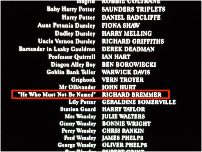   в'The Sorcerer's Stone,' The Actor Who Played Lord Voldemort Is Credited As 'He Who Must Not Be Named'