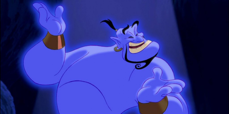   Robin Williams uitte het karakter van Genie in Aladdin (1992).