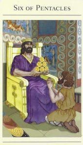 6 af Pentacles Mythic Tarot