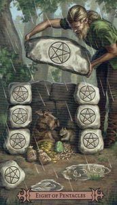 8 von Pentacles Zauberkundiger Tarot